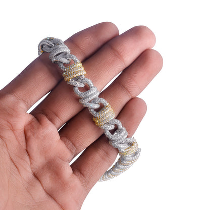 Two-Tone Elegance: Diamond Pave Cuban Link Chain Diamlux
