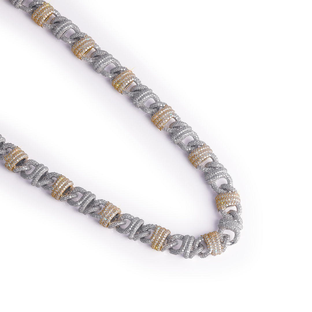 Two-Tone Elegance: Diamond Pave Cuban Link Chain Diamlux
