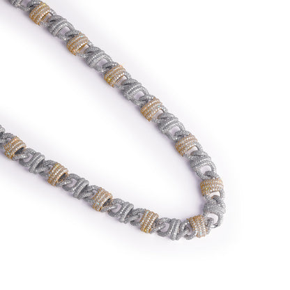 Two-Tone Elegance: Diamond Pave Cuban Link Chain Diamlux