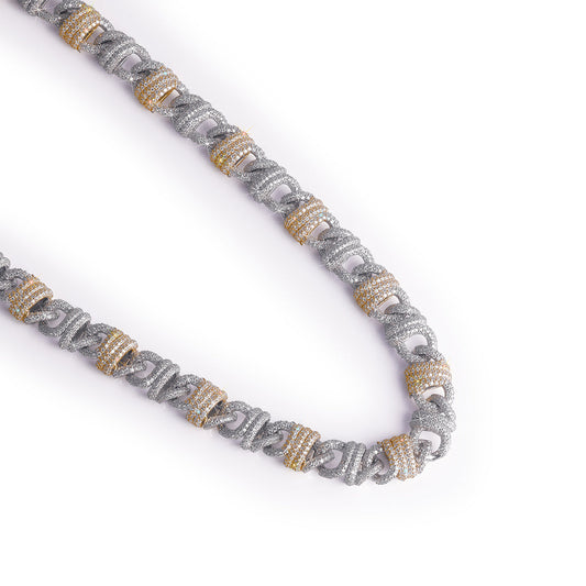 Two-Tone Elegance: Diamond Pave Cuban Link Chain Diamlux