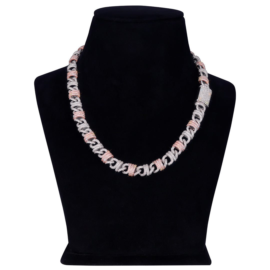 Dual-Tone Iced Cuban Link Chain with Accents Diamlux