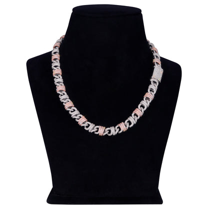 Dual-Tone Iced Cuban Link Chain with Accents Diamlux