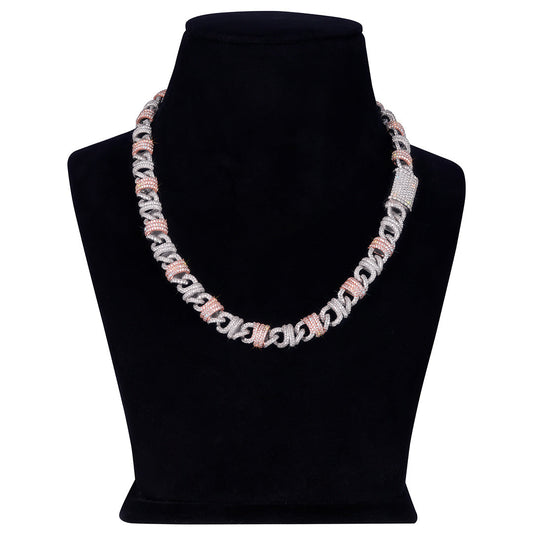 Dual-Tone Iced Cuban Link Chain with Accents Diamlux