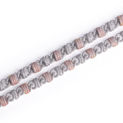 Dual-Tone Iced Cuban Link Chain with Accents Diamlux