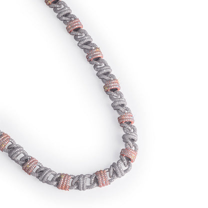 Dual-Tone Iced Cuban Link Chain with Accents Diamlux