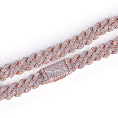 Two-Tone Geometric Cuban Link Chain Diamlux