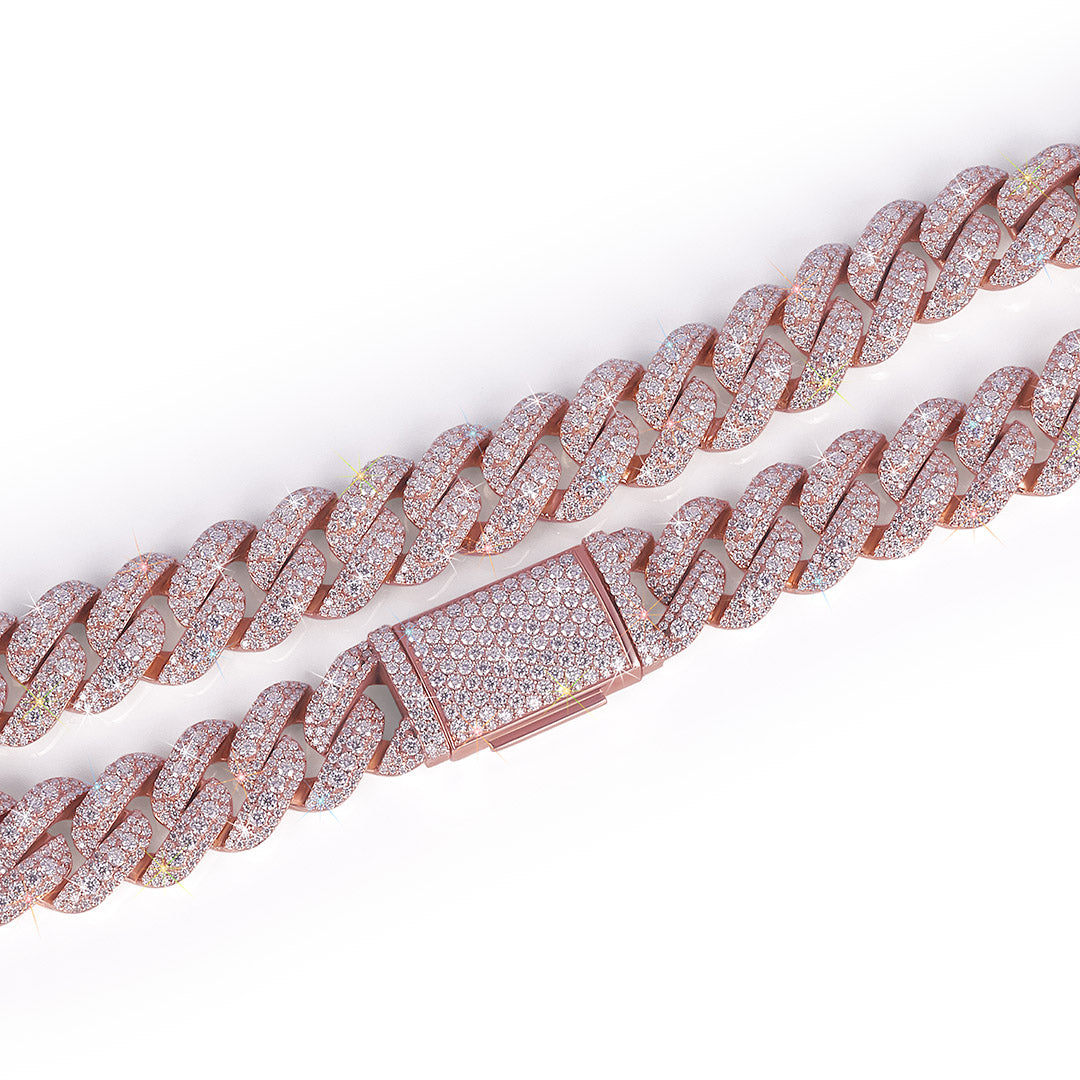 Rose Gold Pave Cuban Link Chain Diamlux