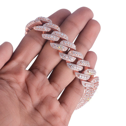 Two-Tone Geometric Cuban Link Chain Diamlux