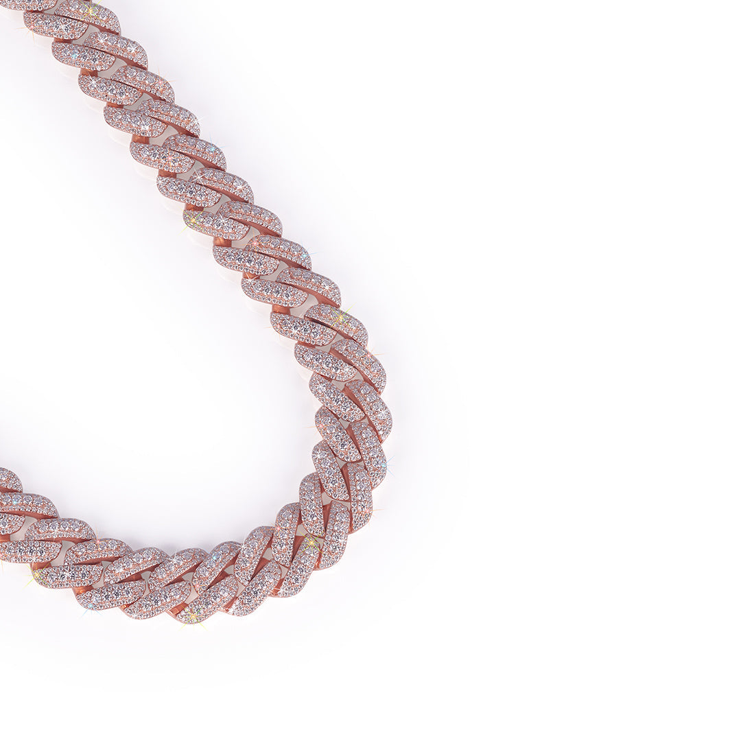 Two-Tone Geometric Cuban Link Chain Diamlux