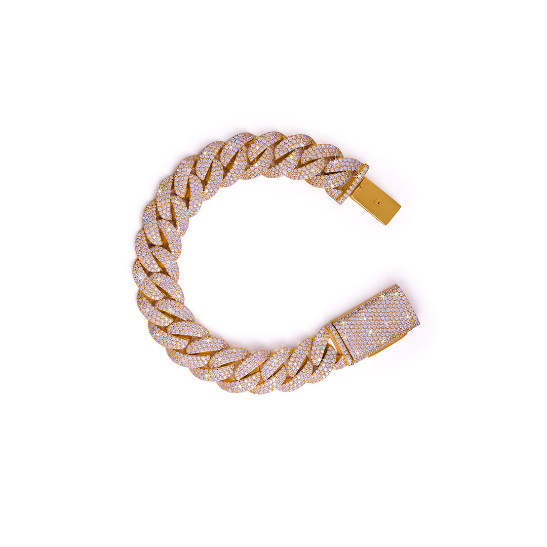 Rose Gold Cuban Link Bracelet with Full Iced-Out Detailing-DX-BC-0101 G Diamlux