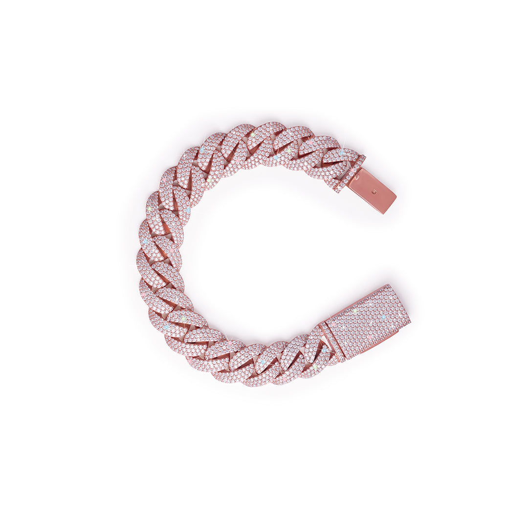 Rose Gold Cuban Link Bracelet with Moissanite Diamond-DX-BC-0101 R Diamlux