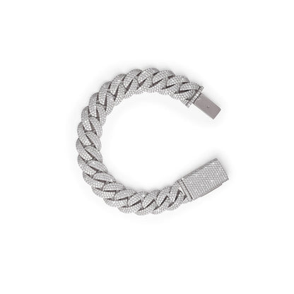 Fully Iced-out Cuban Link Bracelet with White Gold-DX-BC-0101 S Diamlux