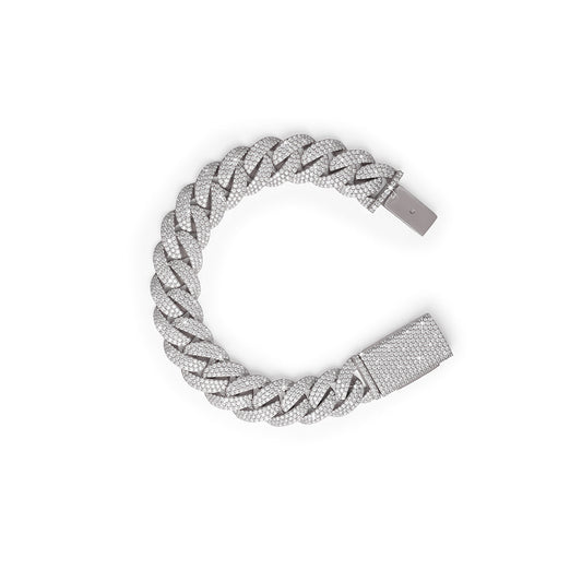 Fully Iced-out Cuban Link Bracelet with White Gold-DX-BC-0101 S Diamlux