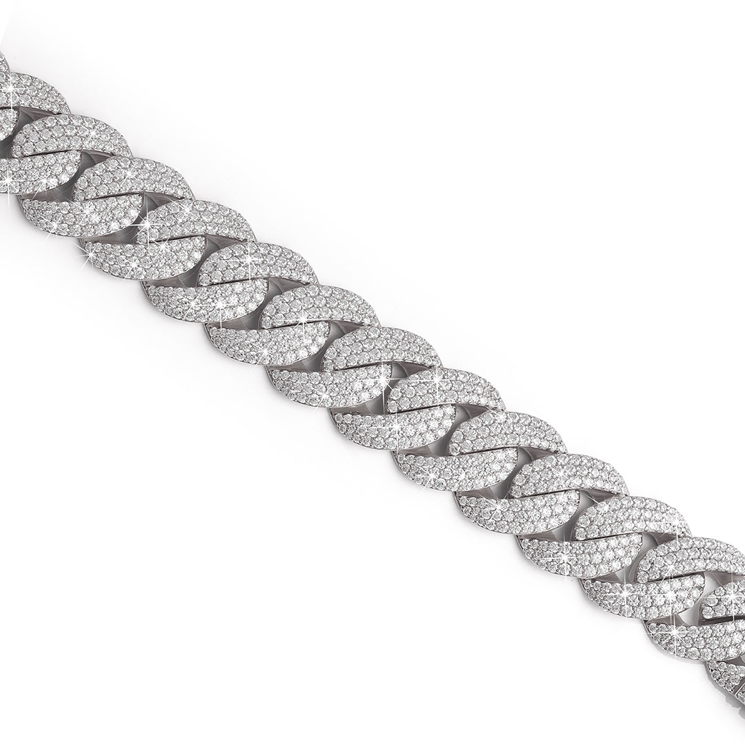 Fully Iced-out Cuban Link Bracelet with White Gold-DX-BC-0101 S Diamlux