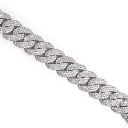 Fully Iced-out Cuban Link Bracelet with White Gold-DX-BC-0101 S Diamlux
