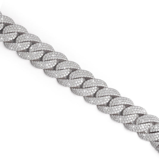 Fully Iced-out Cuban Link Bracelet with White Gold-DX-BC-0101 S Diamlux