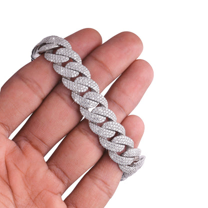 Fully Iced-out Cuban Link Bracelet with White Gold-DX-BC-0101 S Diamlux