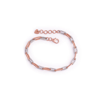 Rose Gold Paperclip Chain Bracelet with Moissanite Diamond -DX-BC-0103 Diamlux