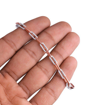 Rose Gold Paperclip Chain Bracelet with Moissanite Diamond -DX-BC-0103 Diamlux