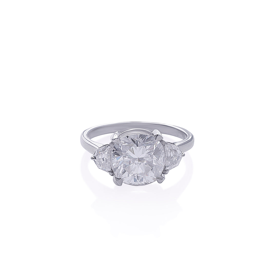 Triple Stone Brilliant Cut Engagement Ring Diamlux