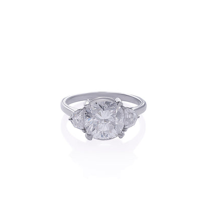 Triple Stone Brilliant Cut Engagement Ring Diamlux