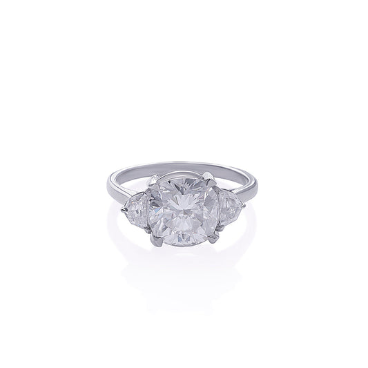 Triple Stone Brilliant Cut Engagement Ring Diamlux