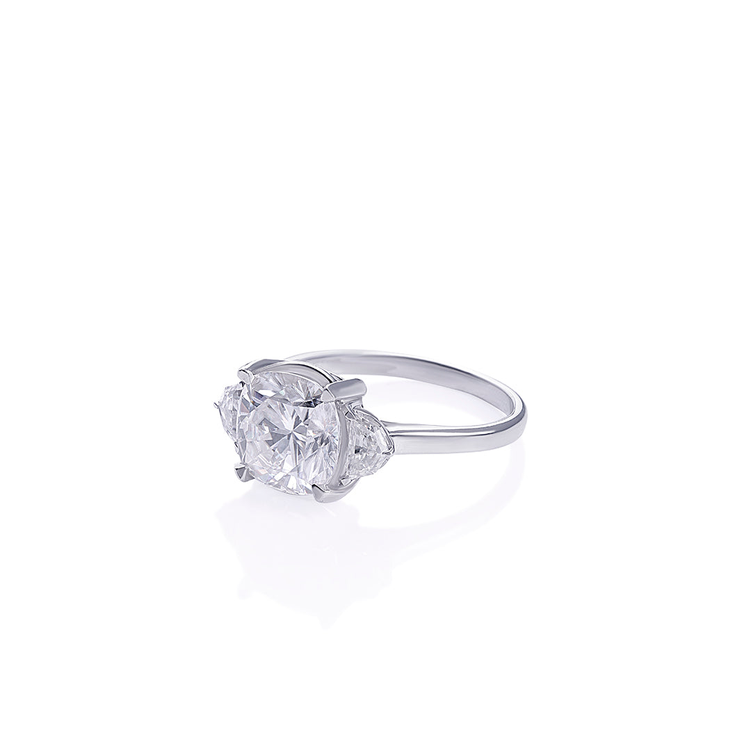Triple Stone Brilliant Cut Engagement Ring Diamlux