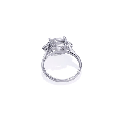 Triple Stone Brilliant Cut Engagement Ring Diamlux