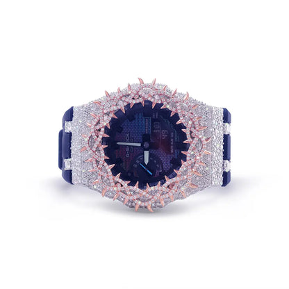 Digital Eclipse: Textured Midnight G-Shock with Diamond Flame Halo Diamlux