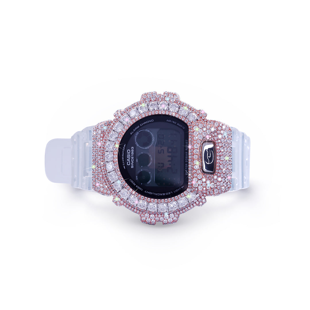 Diamond Rose G-Shock – Pink Ice Bezel with Transparent Strap Diamlux