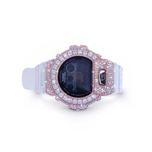 Diamond Rose G-Shock – Pink Ice Bezel with Transparent Strap Diamlux