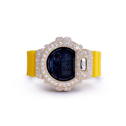 Gold Glow G-Shock – Yellow Strap with Full Diamond Bezel Diamlux