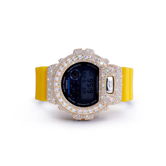 Gold Glow G-Shock – Yellow Strap with Full Diamond Bezel Diamlux