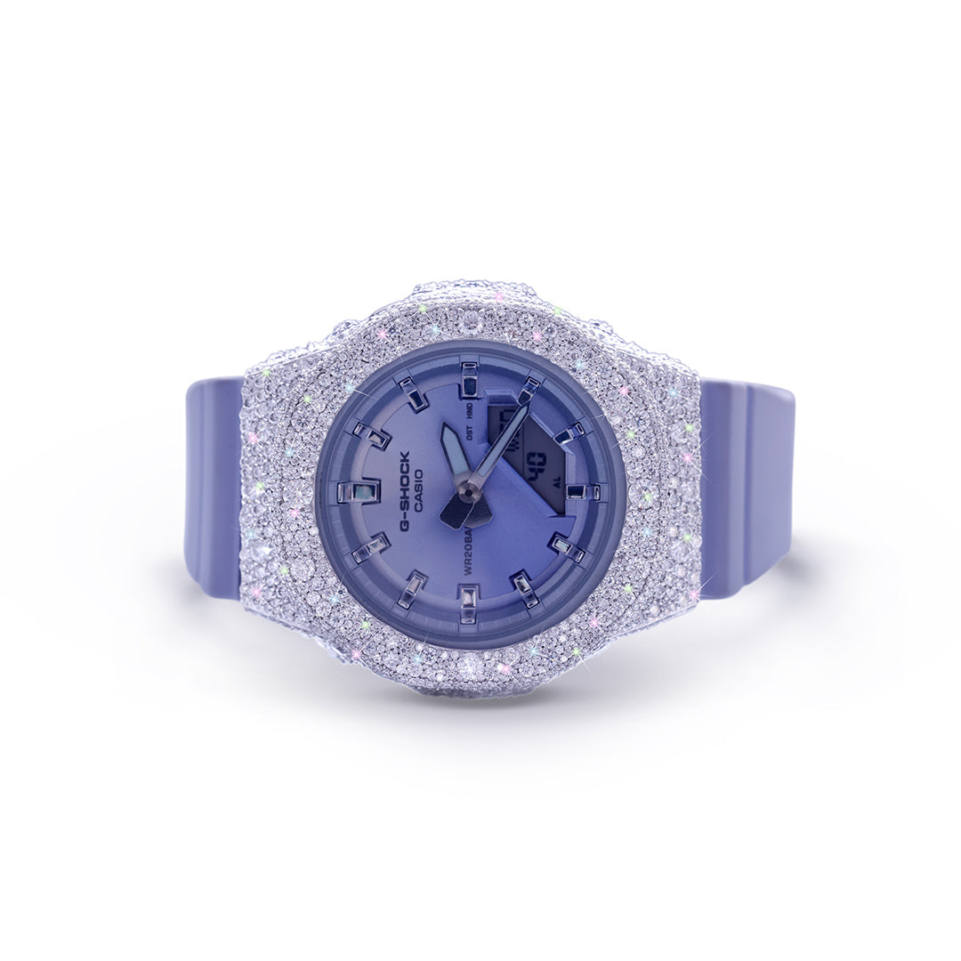 Purple Haze G-Shock – Lavender Strap with Frosted Diamond Bezel Diamlux