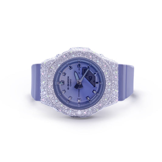 Purple Haze G-Shock – Lavender Strap with Frosted Diamond Bezel Diamlux