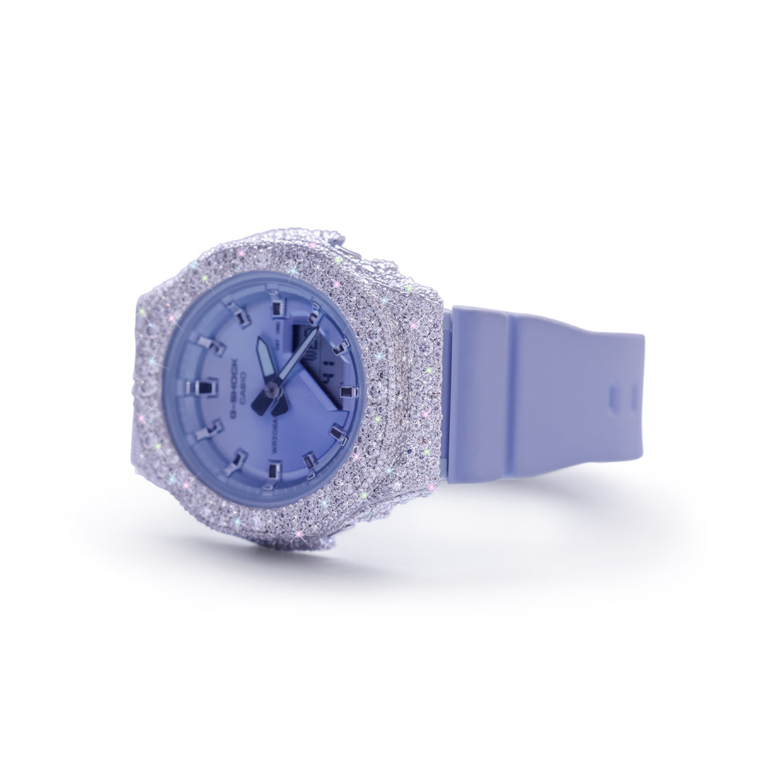 Purple Haze G-Shock – Lavender Strap with Frosted Diamond Bezel Diamlux