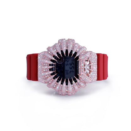 Red Ice G-Shock – Pink Frost Bezel with Crimson Strap Diamlux