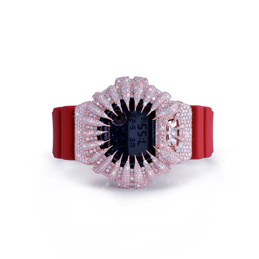Red Ice G-Shock – Pink Frost Bezel with Crimson Strap Diamlux