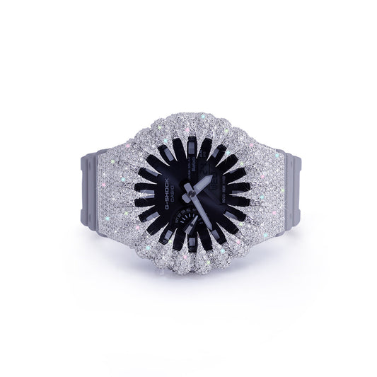 Frosted White G-SHOCK with Iced-Out Diamond Dial Diamlux