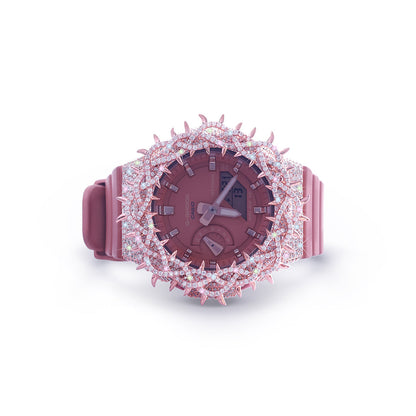 Rose Red G-SHOCK with Pink Gem Crown Bezel and Matte Finish Diamlux