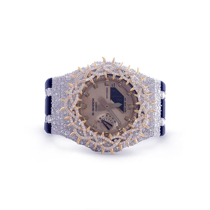 Iced Gold Spike Diamond G-Shock – Champagne Dial Diamlux