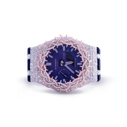 Rose Gold Spiked Diamond G-Shock – Deep Blue Dial Diamlux