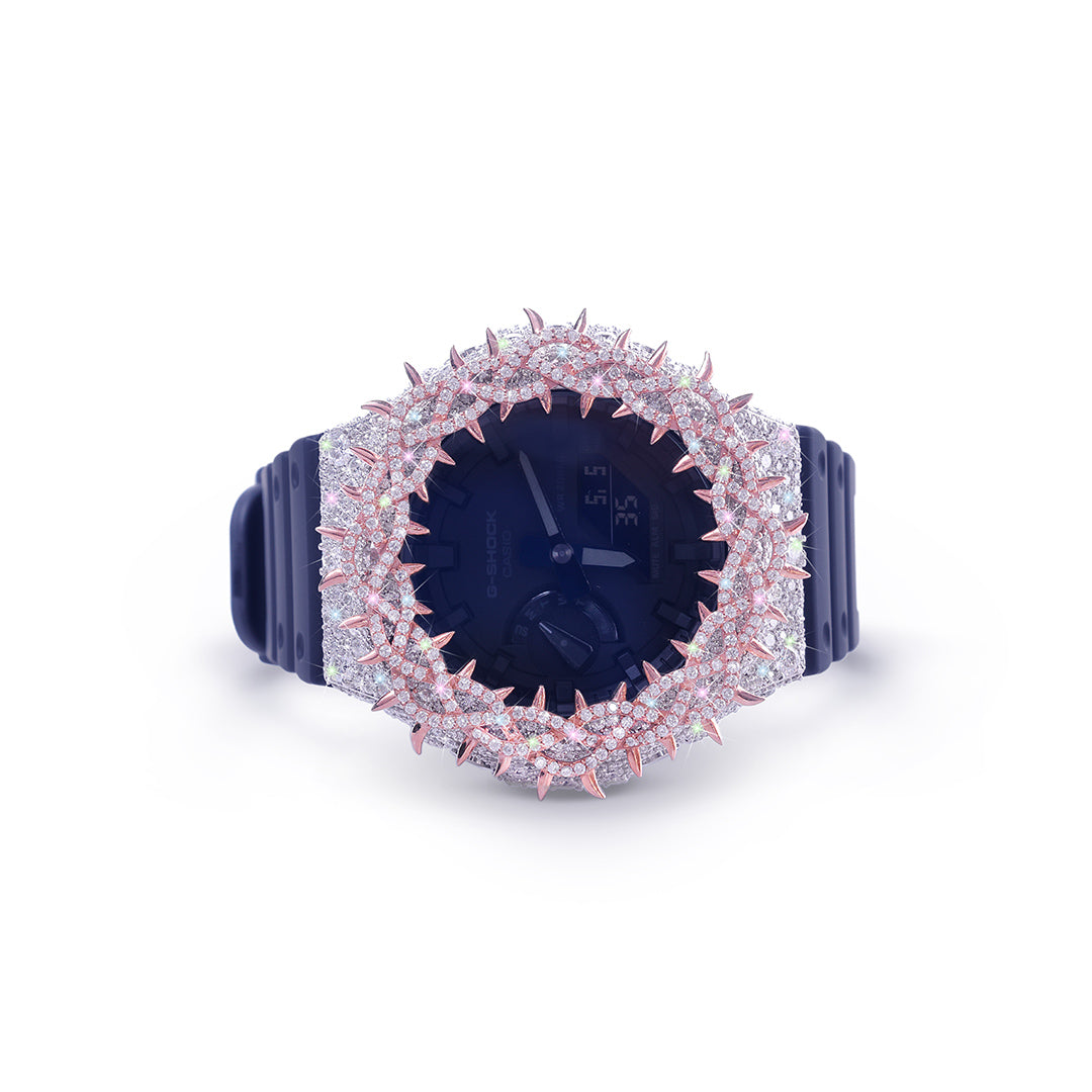 Rose Gold Crowned Diamond G-Shock – Midnight Blue Diamlux