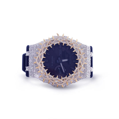 Iced Navy G-Shock – Full Gold Spike Custom Bezel Diamlux