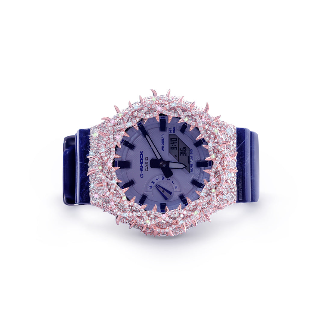 Lavender Ice G-Shock – Pink Spike Custom Bezel Diamlux