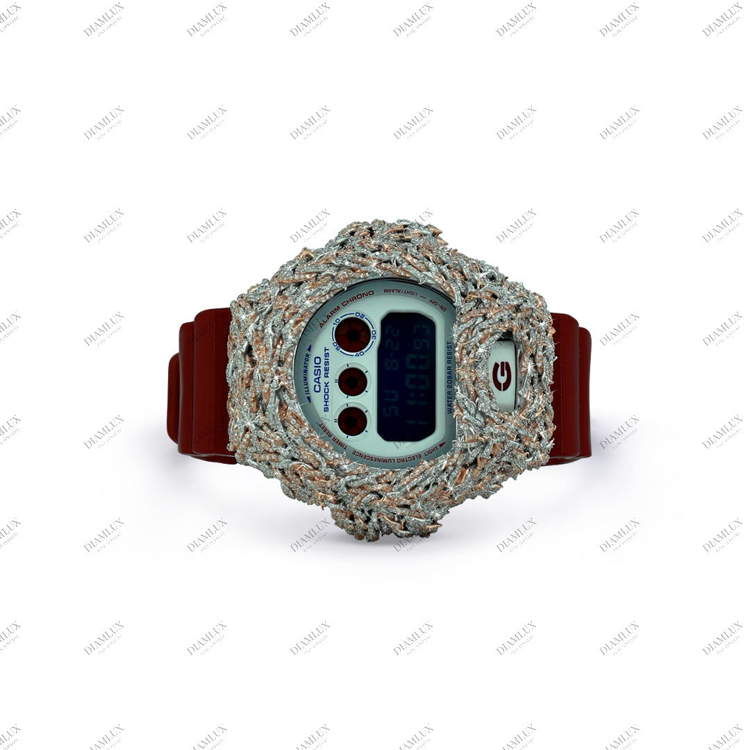 Natural Diamond G- Shock Watch with Red Band Diamlux