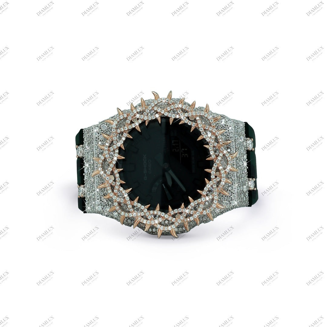 Moissanite Diamond G-Shock Watch With Thorn Bezel Diamlux