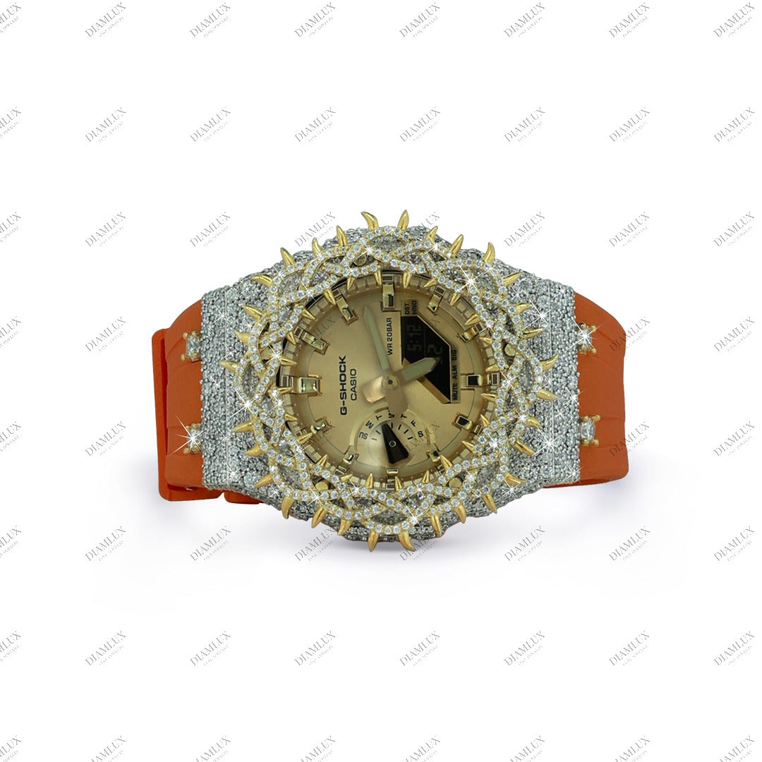 Moissanite Diamond G-Shock Watch With Thorn Bezel Diamlux