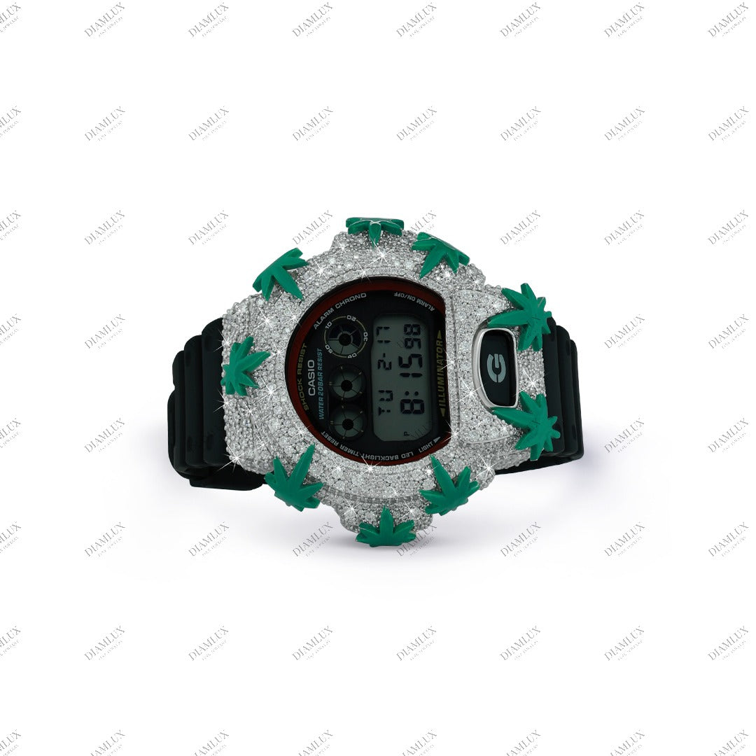 Moissanite Diamond G- Shock Watch Leaves Edition Diamlux