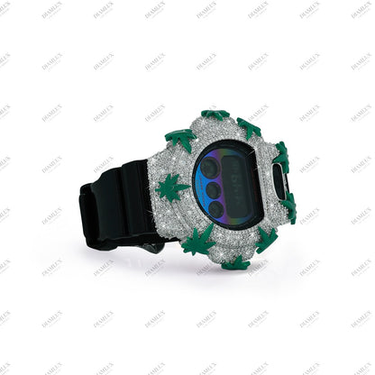 Moissanite Diamond G- Shock Watch Leaves Edition Diamlux